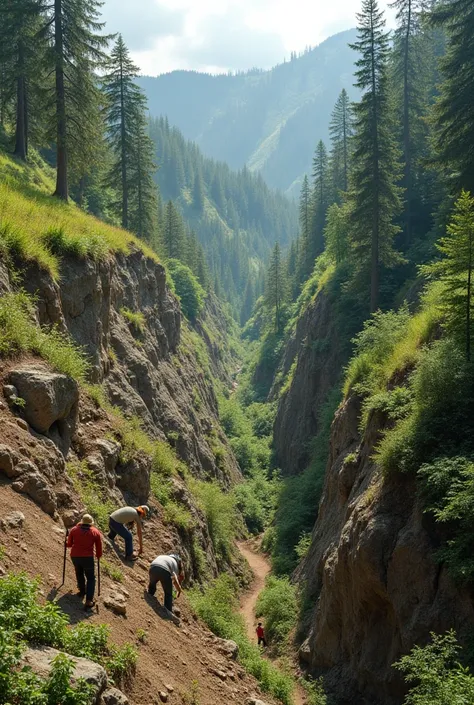 Photo of people reforesting a ravine