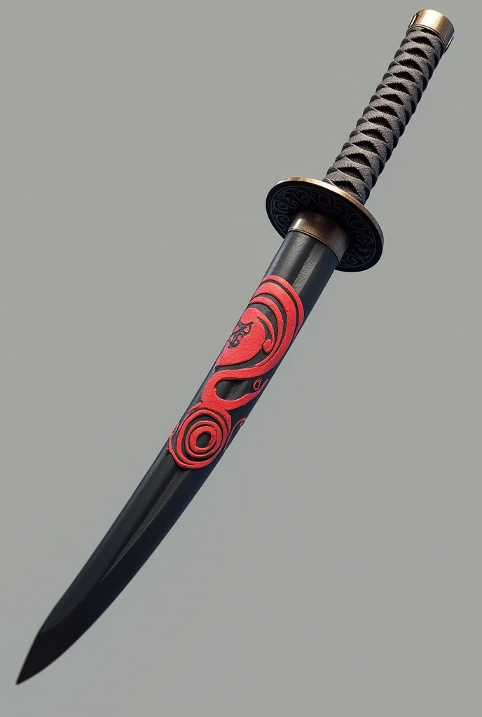 Realistic katana, Red Uzumaki clan seal engravings on the blade, without cover