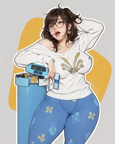 Mei overwatch taking a bath in a sexy position Solo, short hair, breasts, earrings, open mouth, 