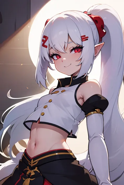 1 elf girl,white hair,red eyes,flat breasts,looking at viewer,upper body,high contrast,luminous eyes,detailed eyes,detailed face...