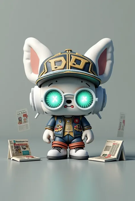 A unique toy character with a pixel art style. The character wears a hat with the text D&D displayed prominently on the front panel, in a stylish font. The character also has glasses, with one lens showing Xand the other X ensuring the text is legible. The...