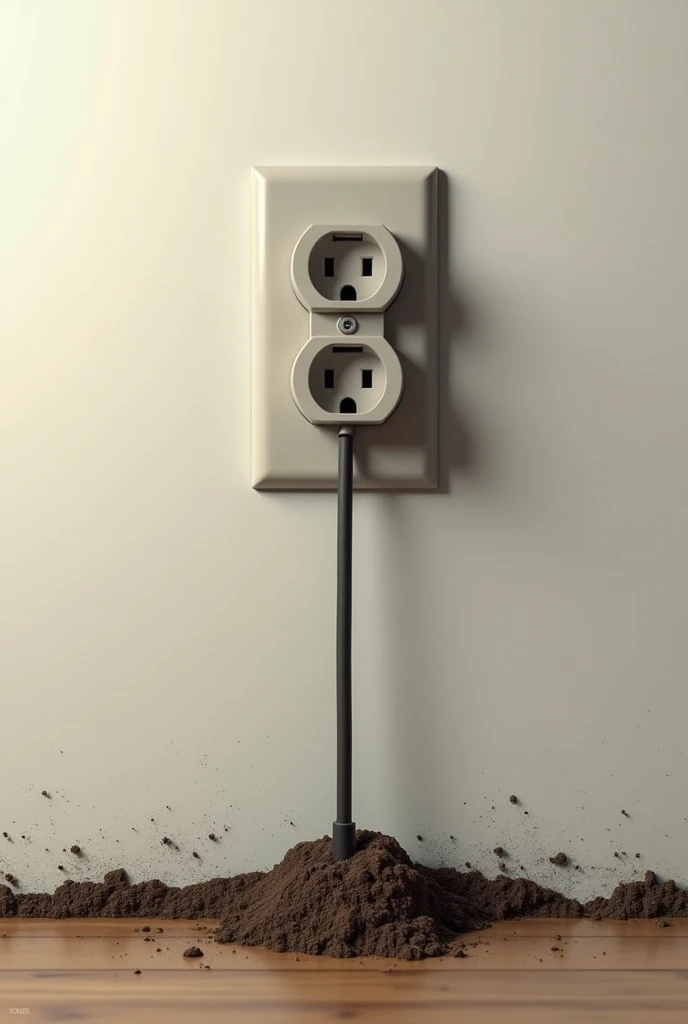 Draw a socket with a wire coming out of it and going to the ground (land).