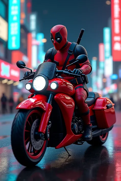 Create a three-wheeled motorcycle taxi model using Deadpool as a reference