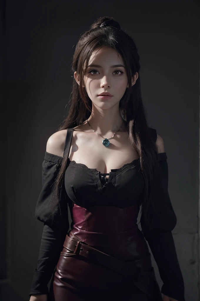 (front focus), (in the dark:1.6), Hyperrealist portrait of female , fantasy art, photo realistic, dynamic lighting, artstation, poster, volumetric lighting, very detailed faces, 4 k, , 1girl, in the dark, deep shadow, low key, cowboy shot, , long hair, whi...