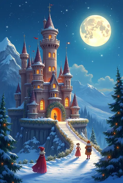 Magic castle at Christmas in anime