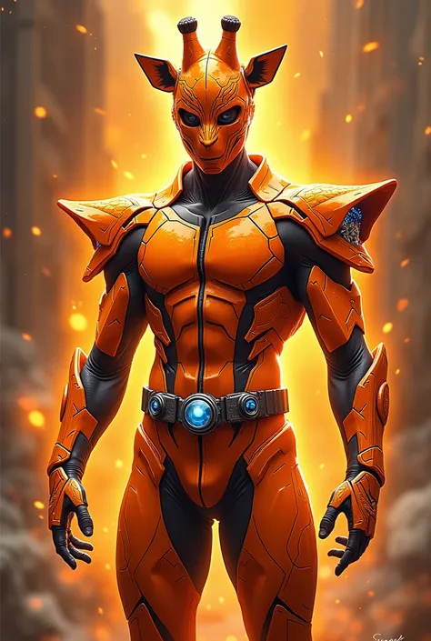 Orange Power Ranger Inspired by a Giraffe Full Body 4K