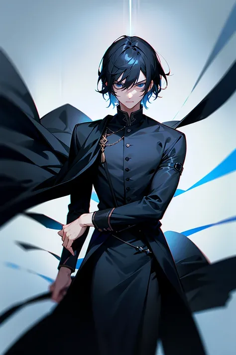 1guy, dark clothes, black hair, dark blue eyes