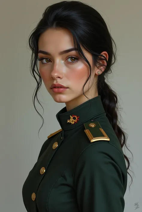 romanian girl, army dress