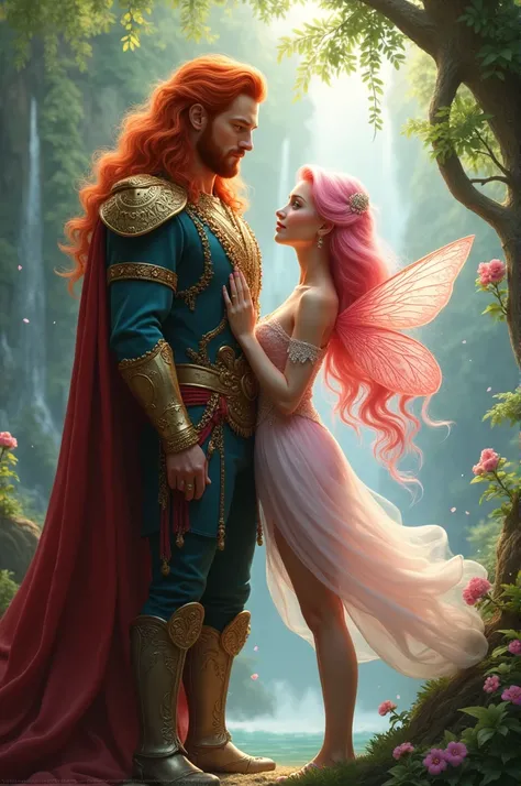 A red-haired prince and a pink-haired fairy princess 