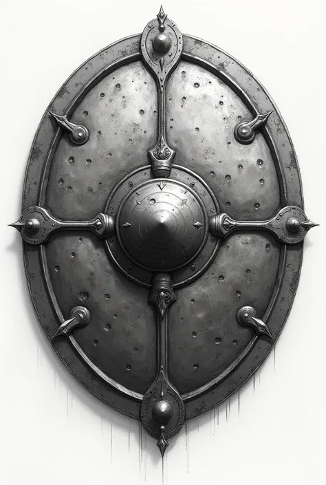 Sketch of shield taking made with metals in real life 