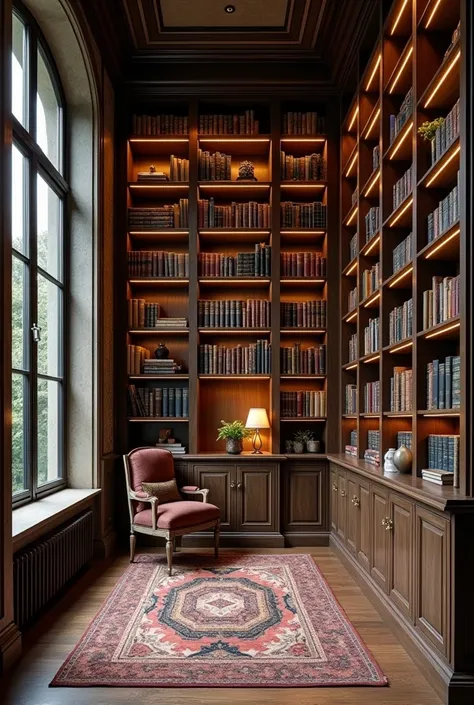 library but only one side can be seen from top to bottom to put it in a house