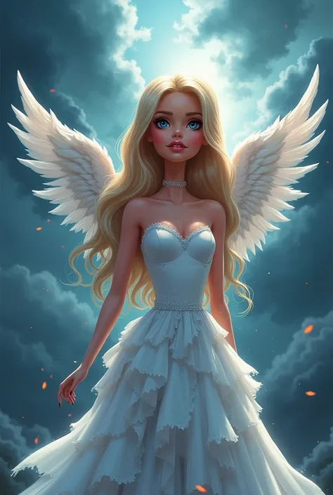 Barbie cartoon image of a fallen angel 