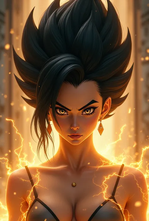 PAN TRANSFORMED WOMAN super SAYAYIN IMPERIAL SJ black hair, silver eyes 