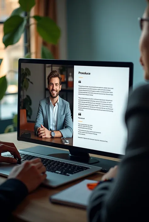 Split screen with short testimonials from satisfied customers and the company website.
Text on screen: "Visit us in [Company URL] and begins to grow."