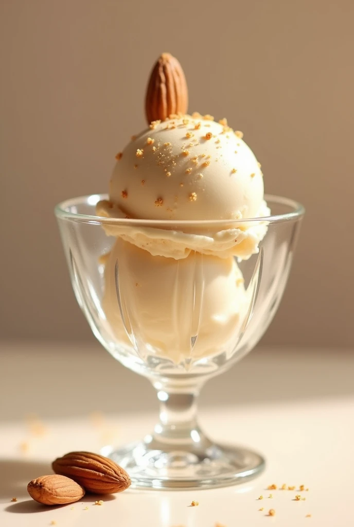 Almond ice cream in an edible glass 
