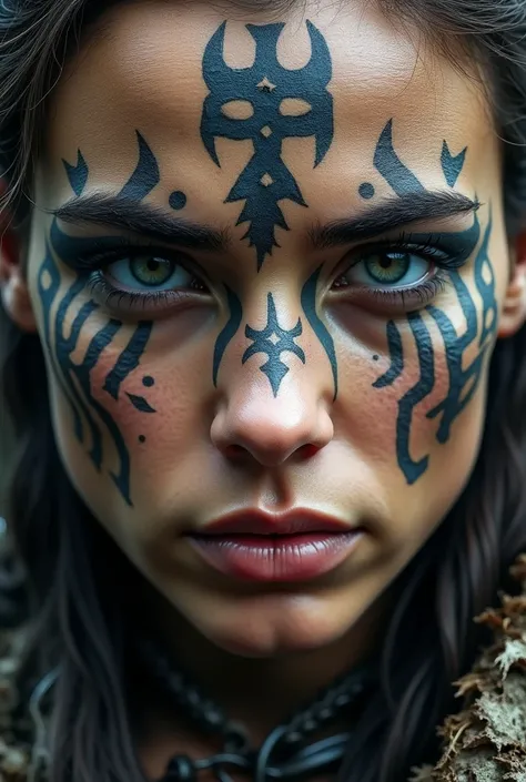 Viking woman full face cometics logo


