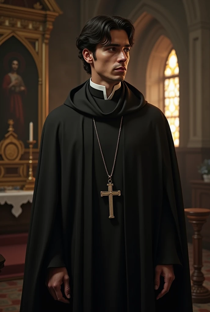 young Spanish man dressed as a priest