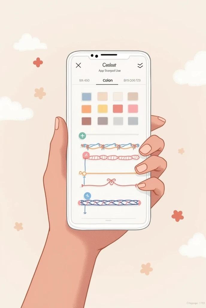 An illustration of the main screen of a thread bracelet app 