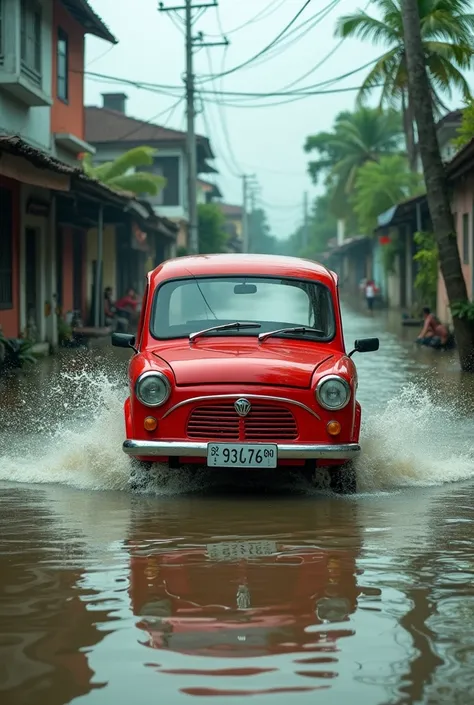 single red motor vehicle in Philippines for flood area
