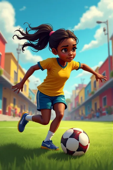 Black girl from Barranquilla playing soccer