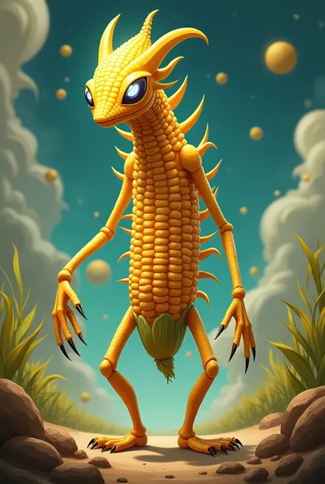 Corn cartoon character/ alien xenomorfo