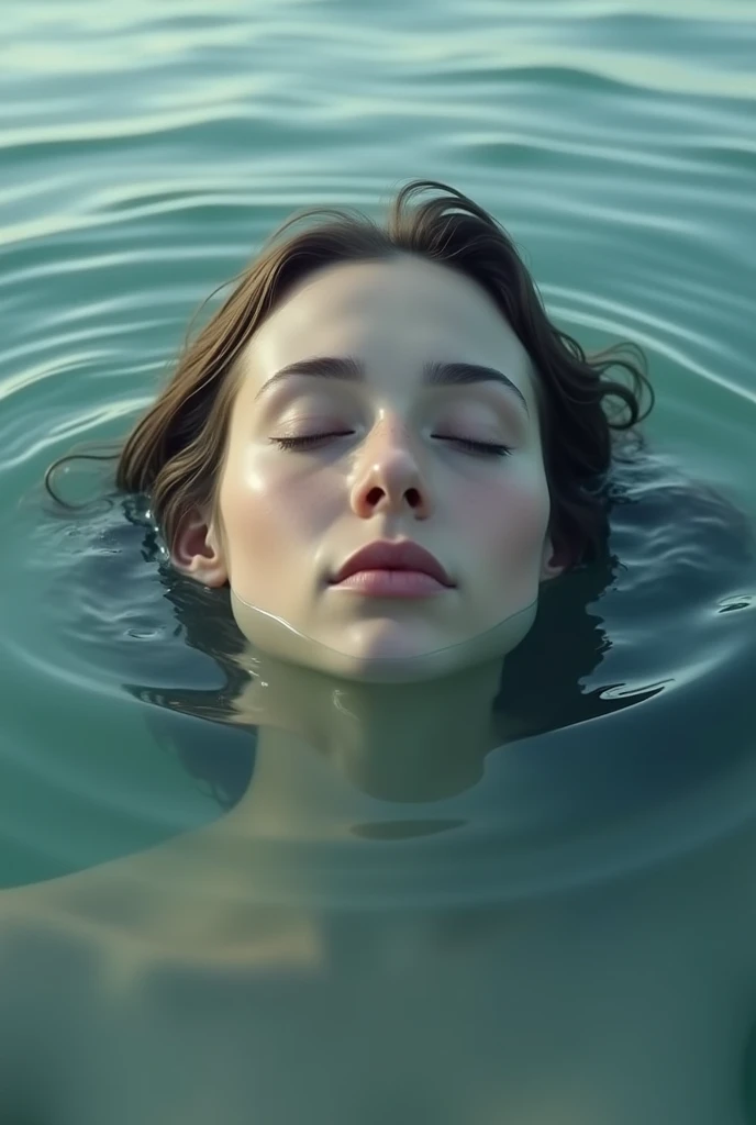 A woman&#39;s face submerged in water