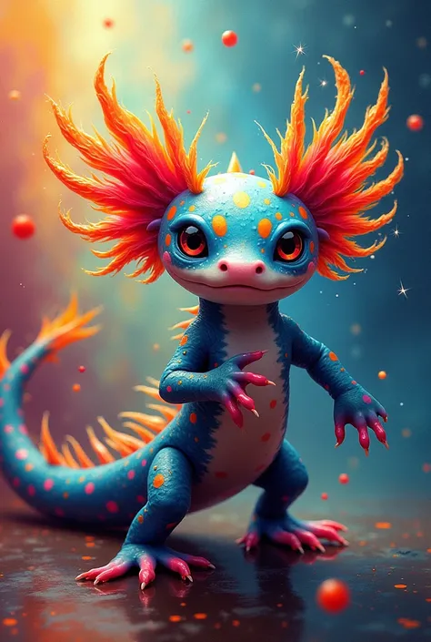 Axolotl that represents entrepreneurship and passion, colorful and beautiful 