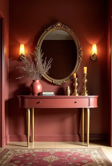 Create a marsala and gold entryway decor 