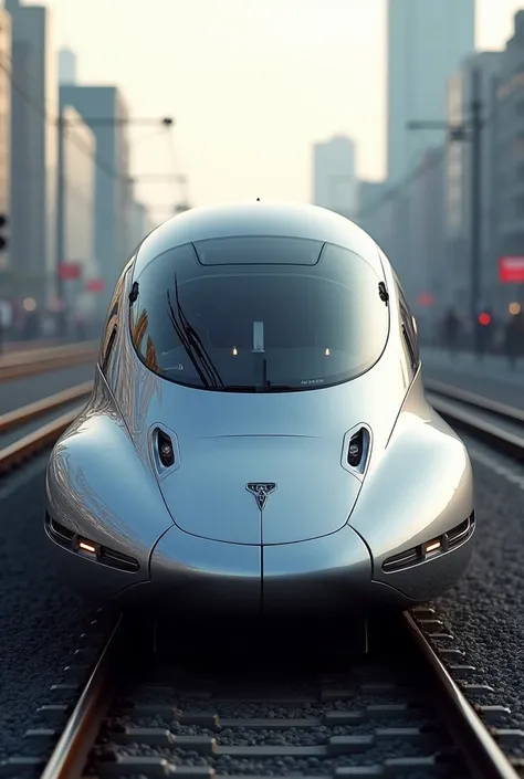 Imagine a Sleeper Train from exterior with Aerodynamic And Futuristic front
