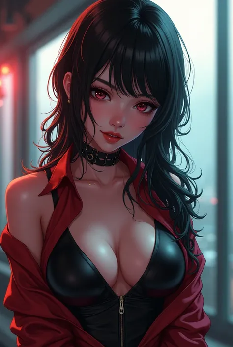 sexy　Expose　fashion　Black Hair　Anime Style