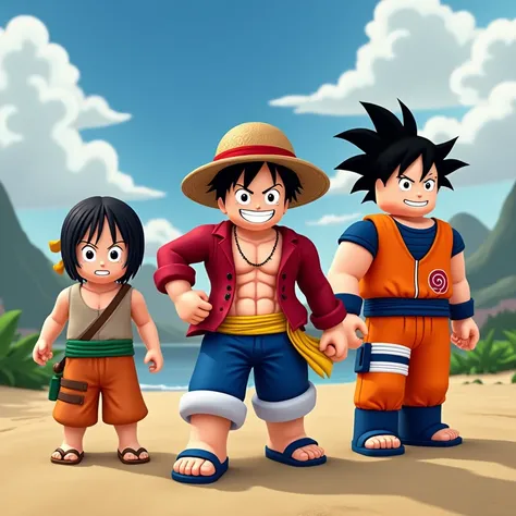 Roblox Square , Luffy , Goku and Naruto