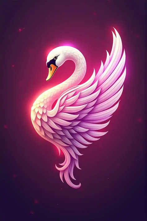 The logo design mainly uses the letter P, swan, and angel wings. The colors used are Bright Magenta. (#FF08E8) and rose gold color