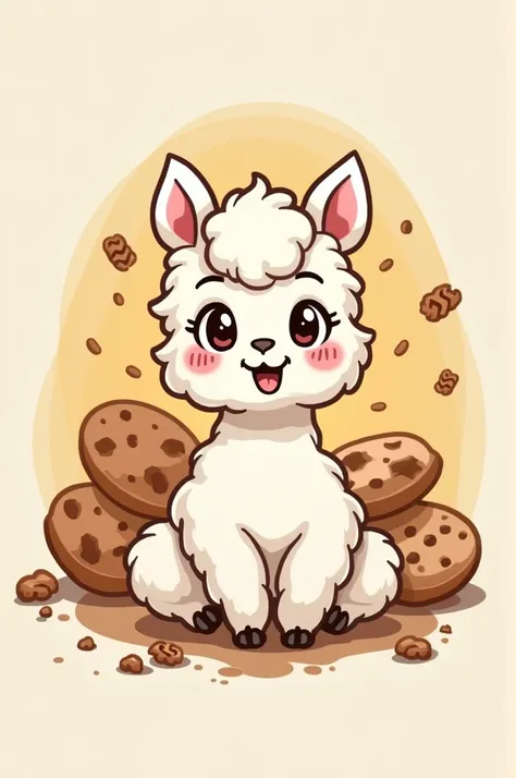 Generate a logo for a cookie company with the name Food Industries The delicious one that contains a baby alpaca 