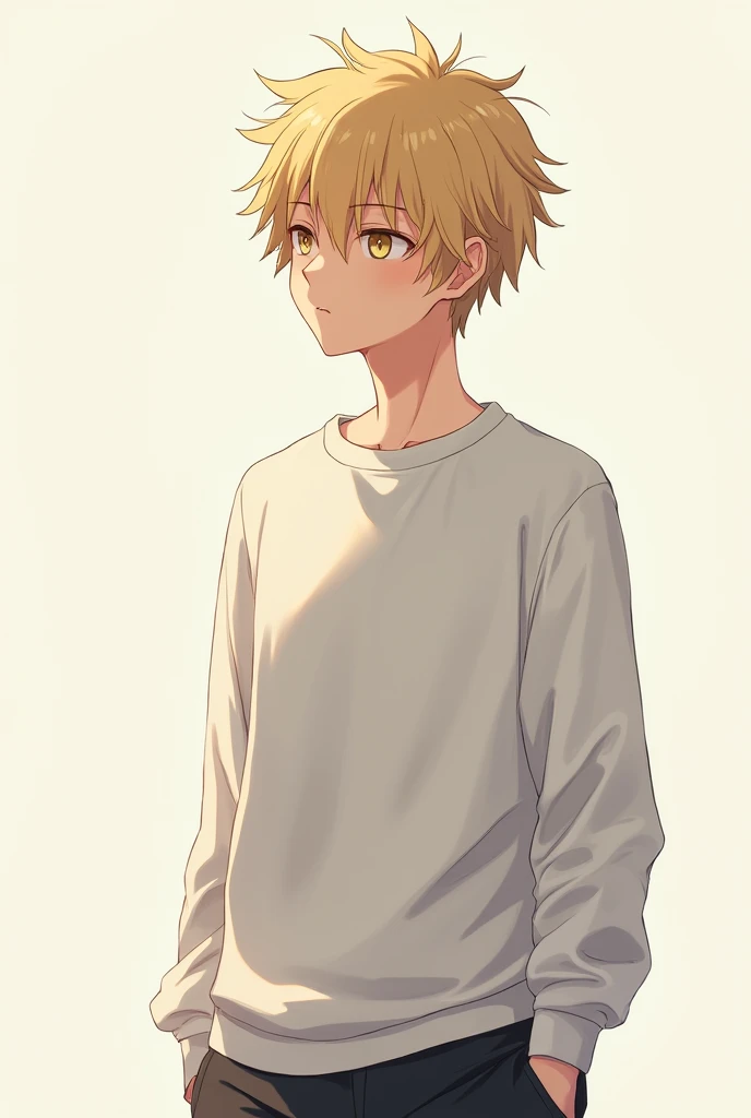 Volleyball boy Tsukishima Hotaru wearing a white crew neck sweatshirt