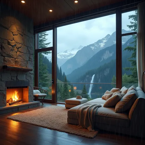 A very comfortable house, very cozy and very comfortable 
to live in with beautiful views to the outside with a beautiful mountain 
landscape and where there is a strong rain storm