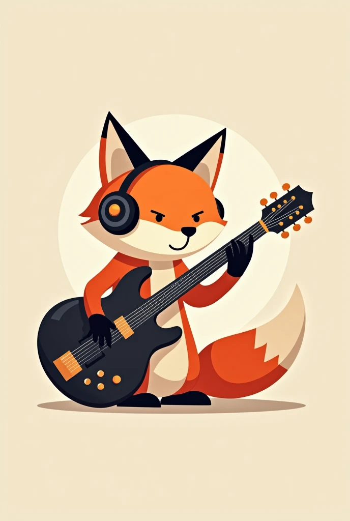 2D, illustrator, minimalist, symbol, vector, fox, guitar, headphone, 