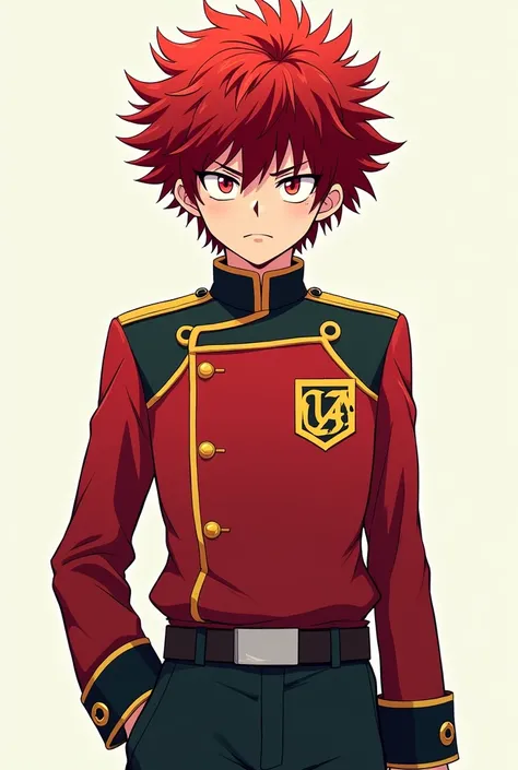 Izuku con cAbello rojo y uniforme de lA u.A.