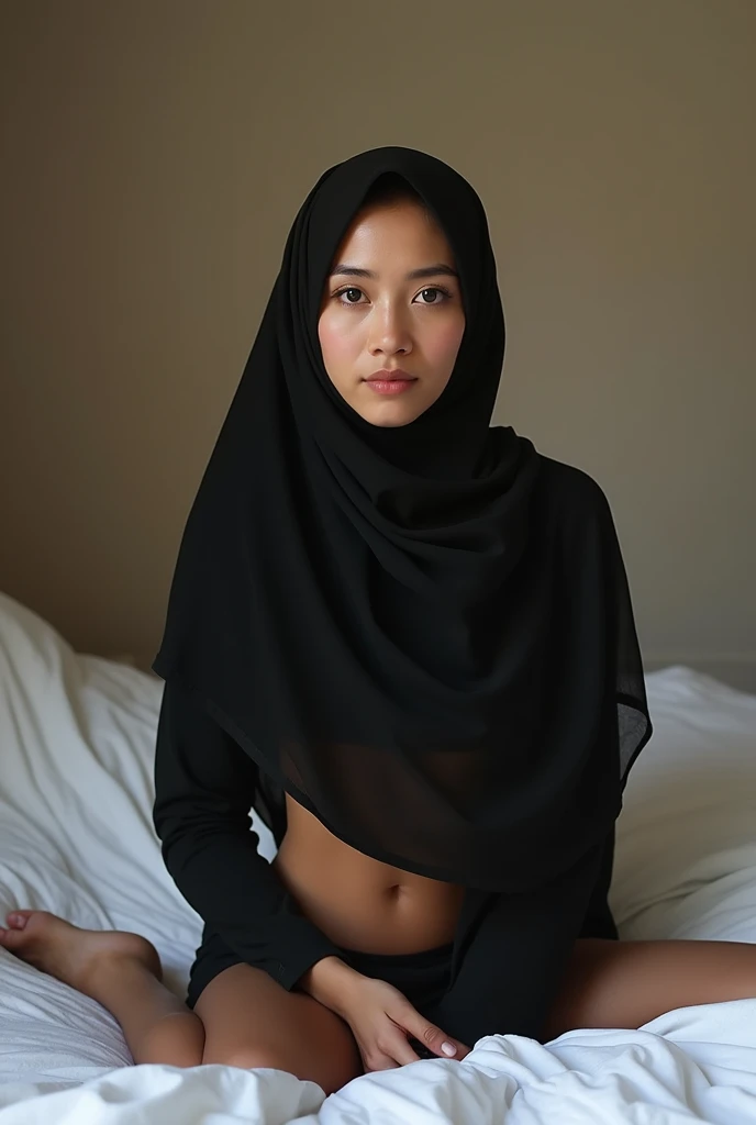 Hijab girl naked on the bed
