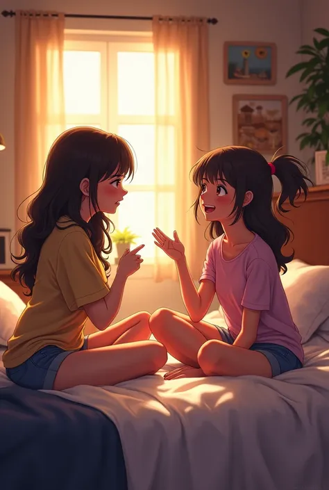 Girls talking in room