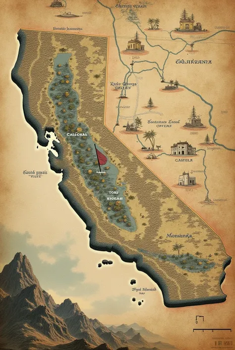 Illustrates the old map of Cali with respect to the novel of the Royal Ensign by Eustaquio Palacios, locating the Cañas Gordas estate and the center of Cali 