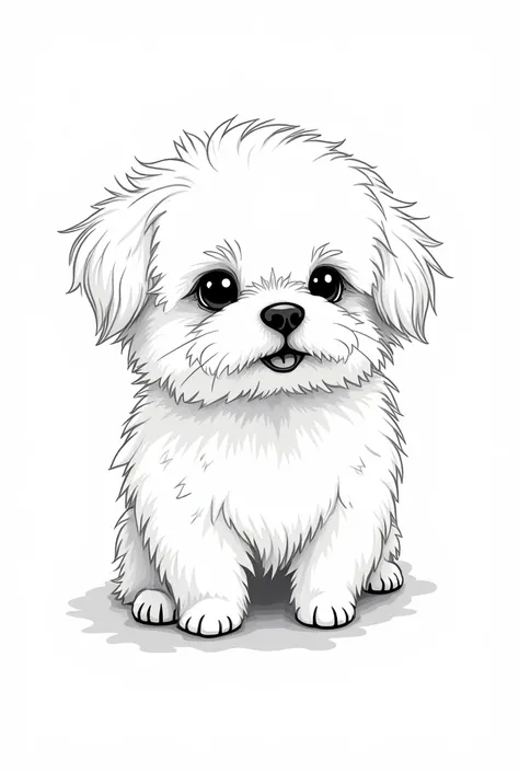 Create a line art image of a black and white baby Maltese Pekingese More abstract More Maltese Pekingese
