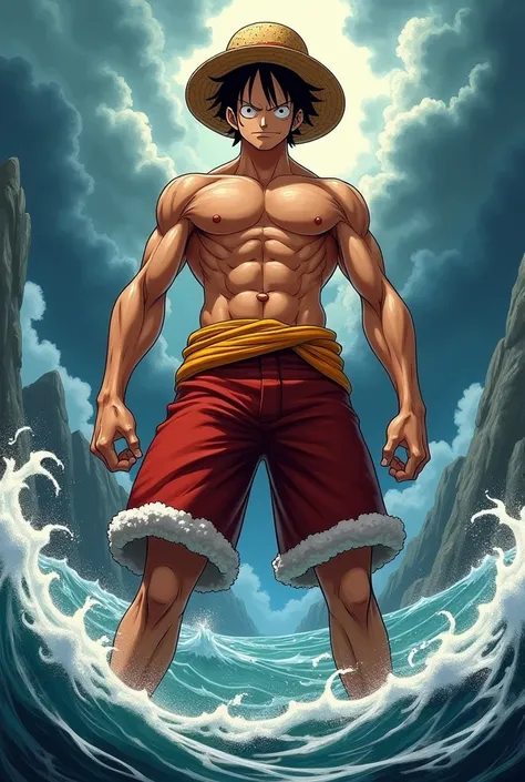 Luffy in muscular body 
