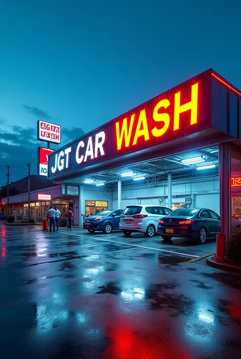 PHOTO THAT SAYS JGT CAR WASH But for presentation long photo 

