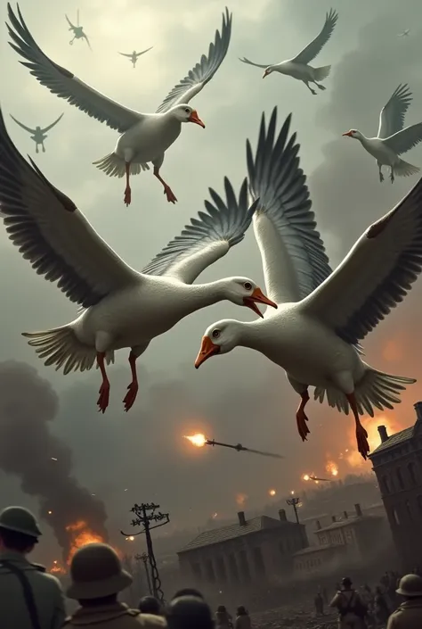 Geese fighting in World War II 