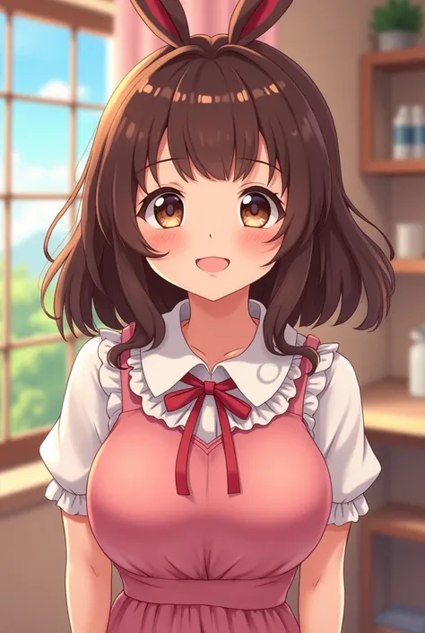 Chubby anime girl with chocolate hair 