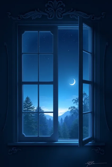 beautiful window open at night 
