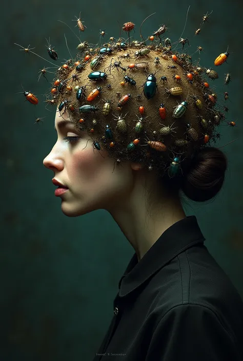 The woman with a brain made of insects