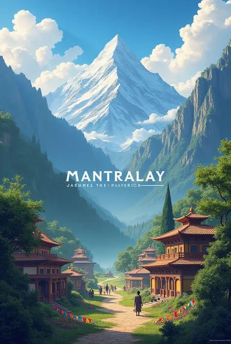 Mantralaym name with people and mountains village board mantralay