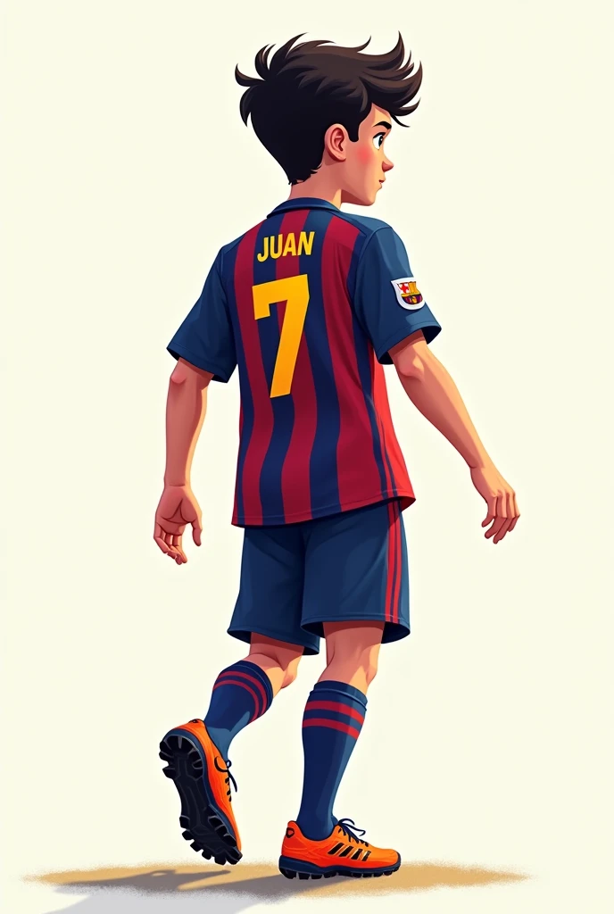  An image of a Barça boy with the number 7 the name Juan Animada from behind
