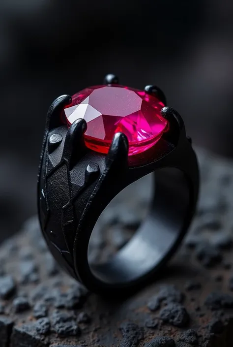 Make a ring which is made of obsidian and ruby